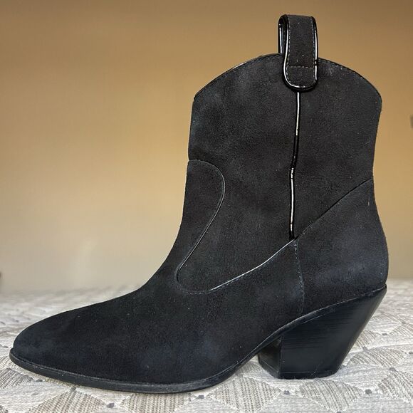 Giuseppe Zanotti Black Suede w/ Patent Leather Trim Western Boots EU 36 US 6 - Picture 1 of 16